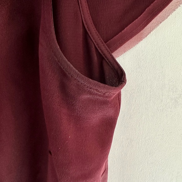 Brooks Brothers large 100% silk blouse top burgundy red ruffle holiday party 8 - Picture 6 of 8